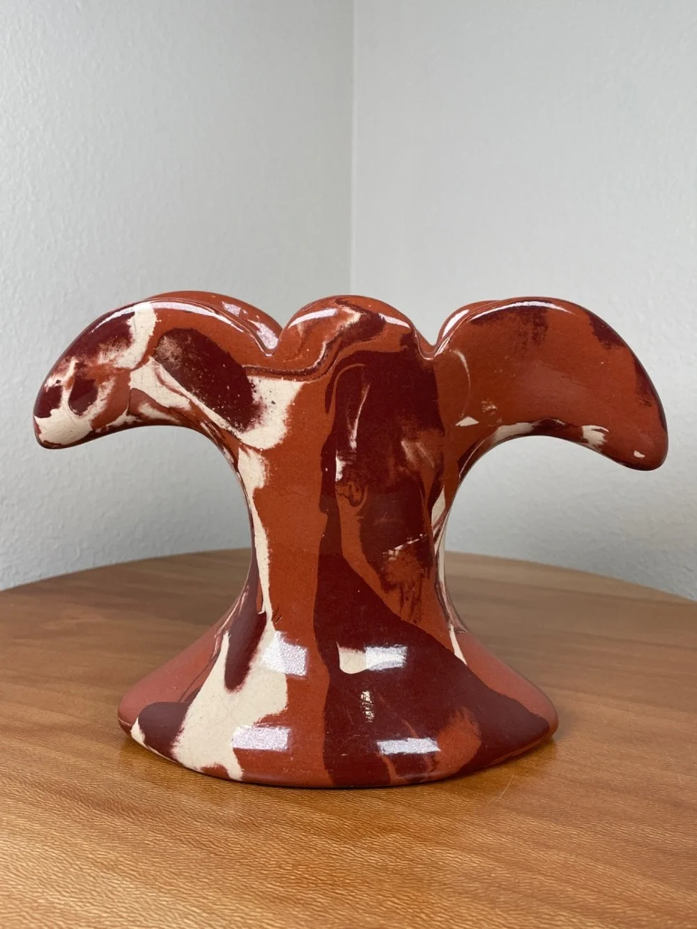 VTG 1978 Montana Clays in Calico Handmade Art Pottery Fluted Vase  Marbled